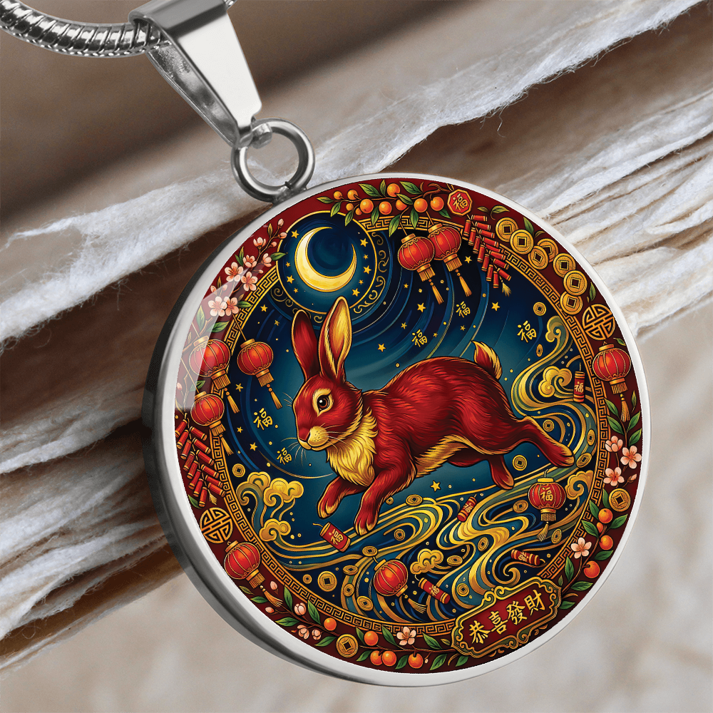 Year of The Rabbit Necklace - Chinese Zodiac Animal Charm Pendant Jewelry