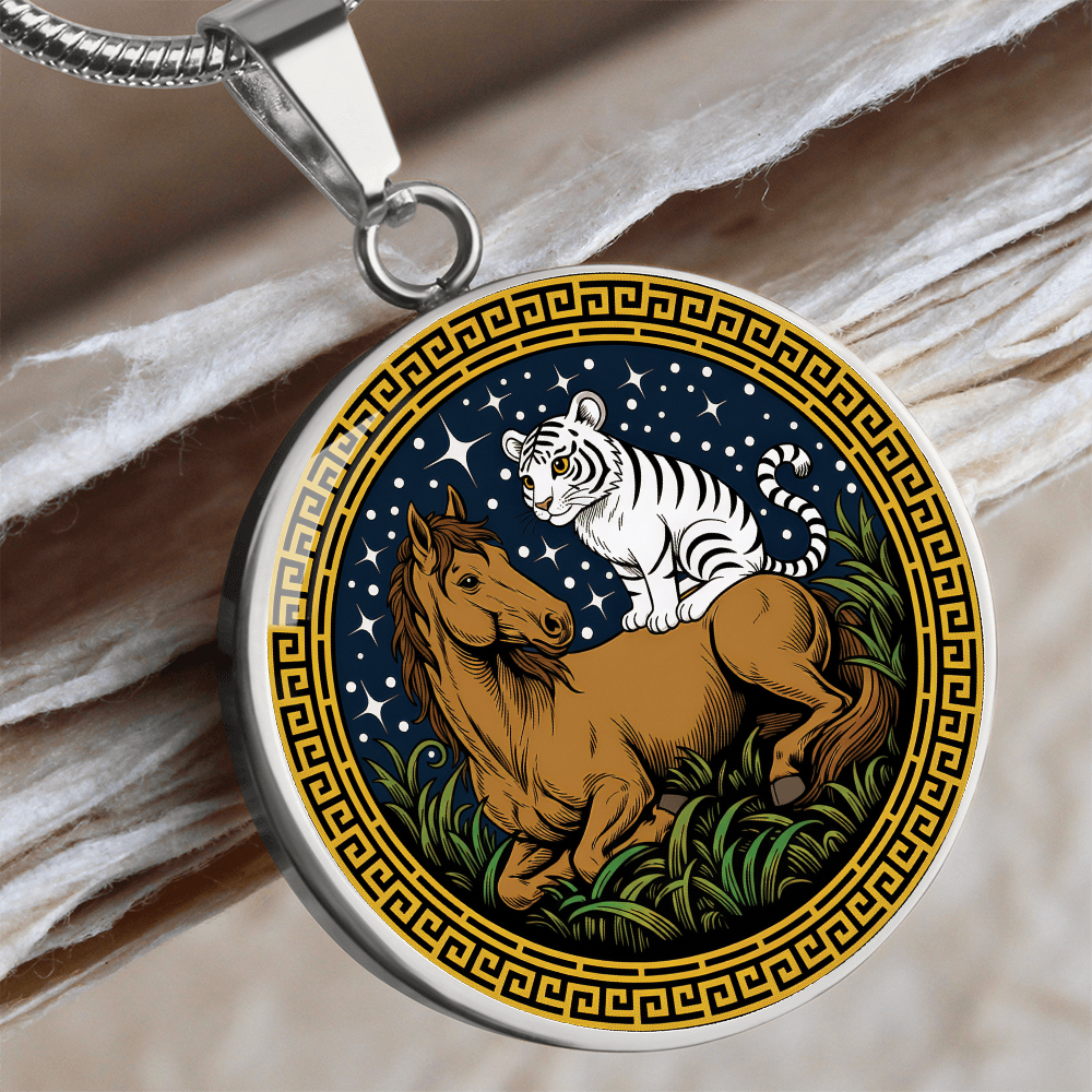 Tiger and Horse Necklace - Couples Chinese Zodiac Animal Pendant Jewelry