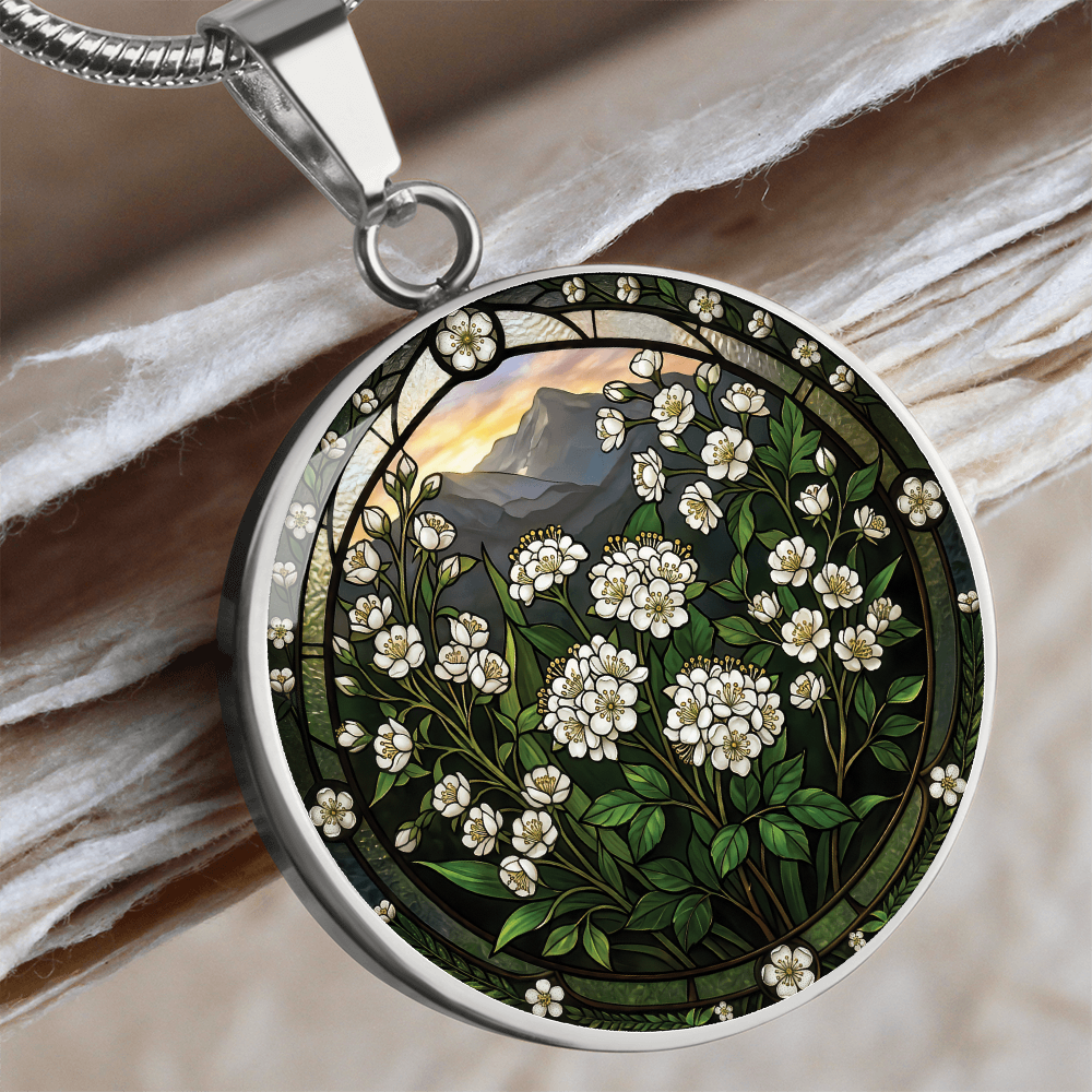 White Hawthorn Necklace - May Birth Flower Pendant Jewelry