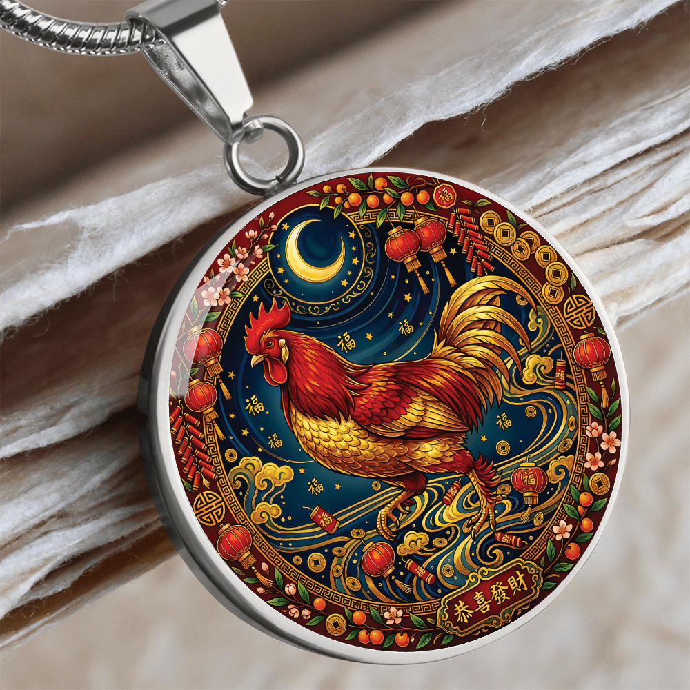 Year of The Rooster Necklace - Chinese Zodiac Animal Charm Pendant Jewelry