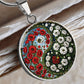 Poppy Yin Yang Necklace - August Birth Month Flower Pendant Jewelry