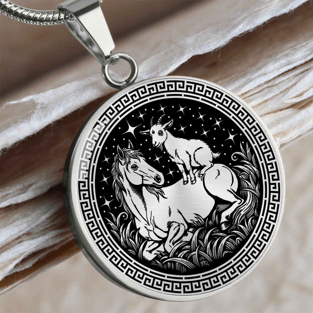 Goat and Horse Necklace - Couples Chinese Zodiac Animal Pendant Jewelry