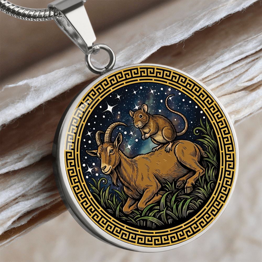Rat & Goat Necklace - Couples Chinese Zodiac Animal Pendant Jewelry