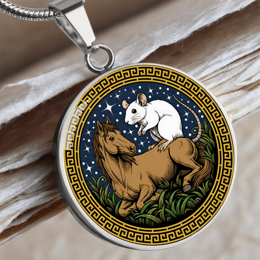 Rat and Horse Necklace - Couples Chinese Zodiac Animal Pendant Jewelry