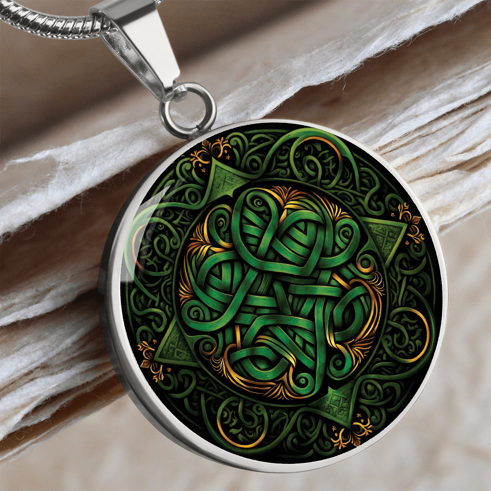 Green Celtic Knot Necklace - Romantic Pendant Jewelry