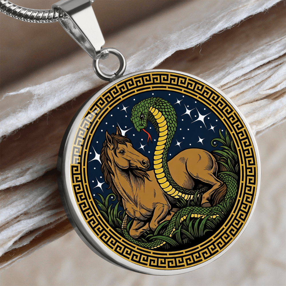 Snake and Horse Necklace - Couples Chinese Zodiac Animal Pendant Jewelry