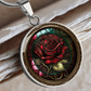 Red Rose Necklace - June Birth Flower Pendant Jewelry