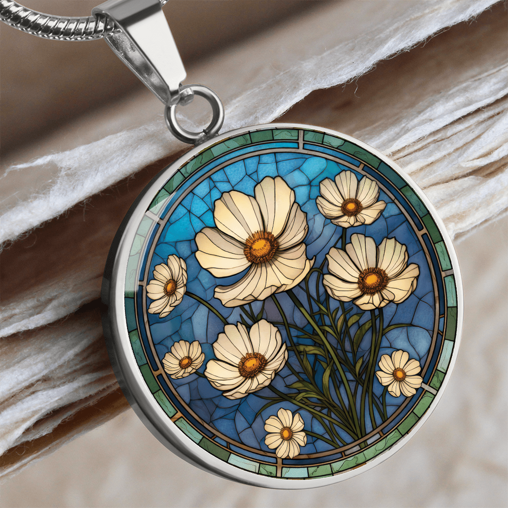 Cosmos Pendant Necklace - October Birth Flower Jewelry