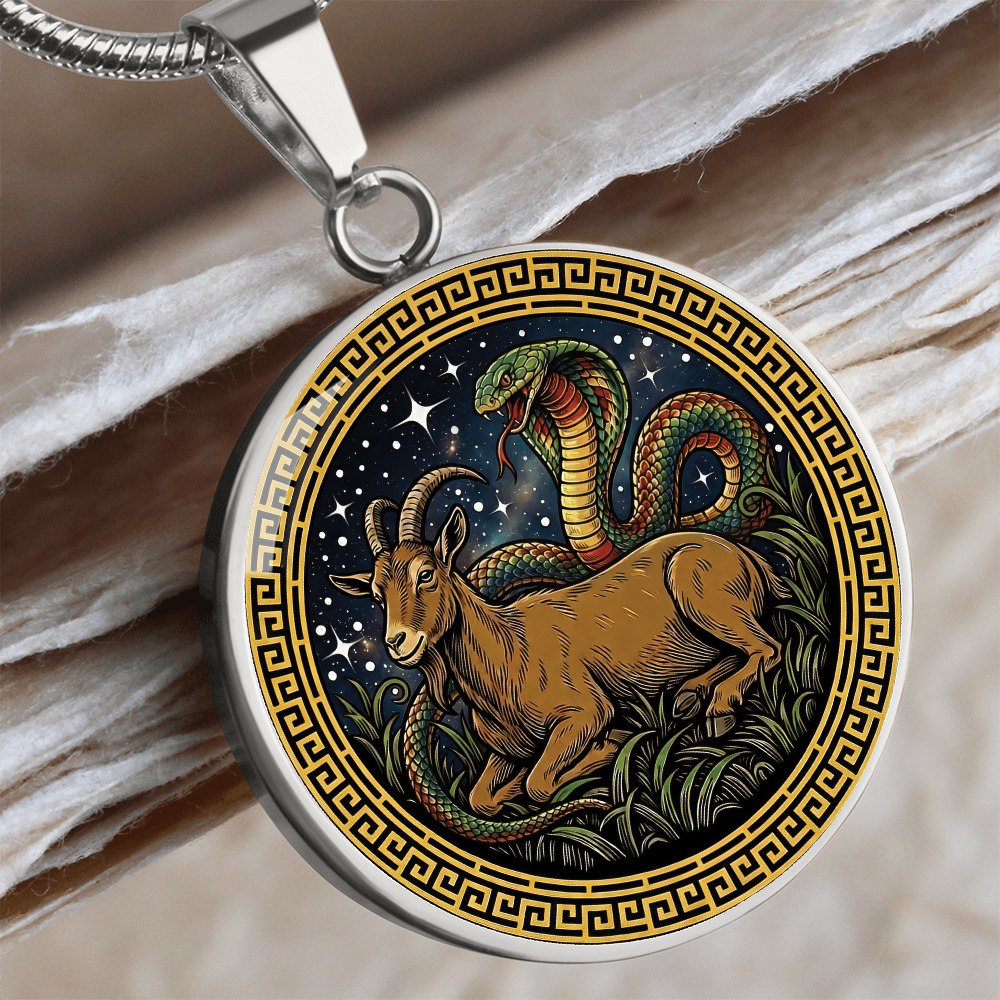Snake & Goat Necklace - Couples Chinese Zodiac Animal Pendant Jewelry