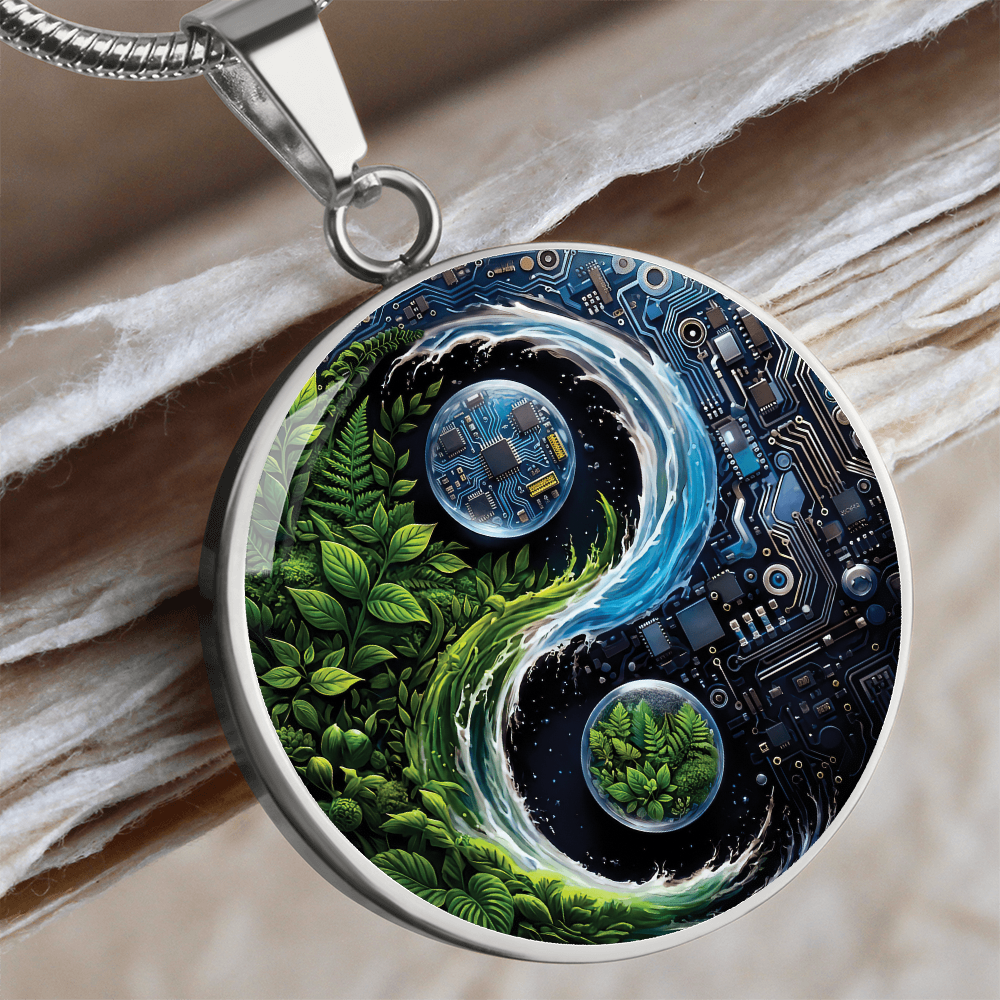 Nature & Circuit Yin Yang Pendant Necklace