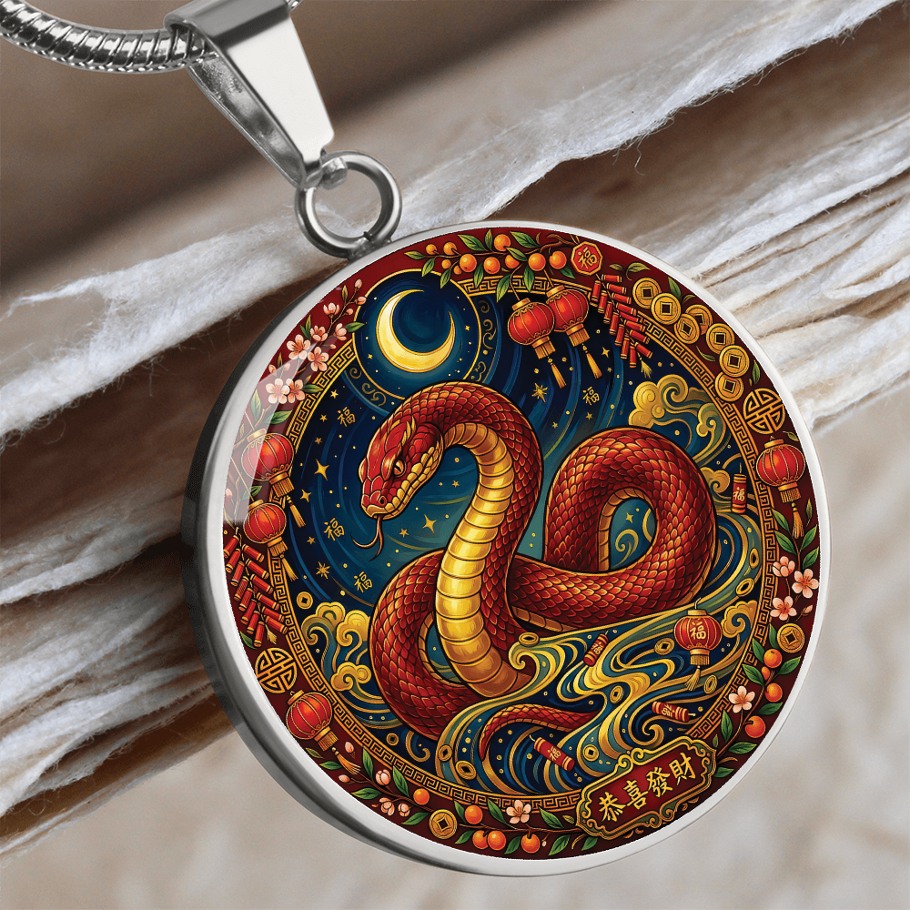 Year of The Snake Necklace - Chinese Zodiac Animal Charm Pendant Jewelry