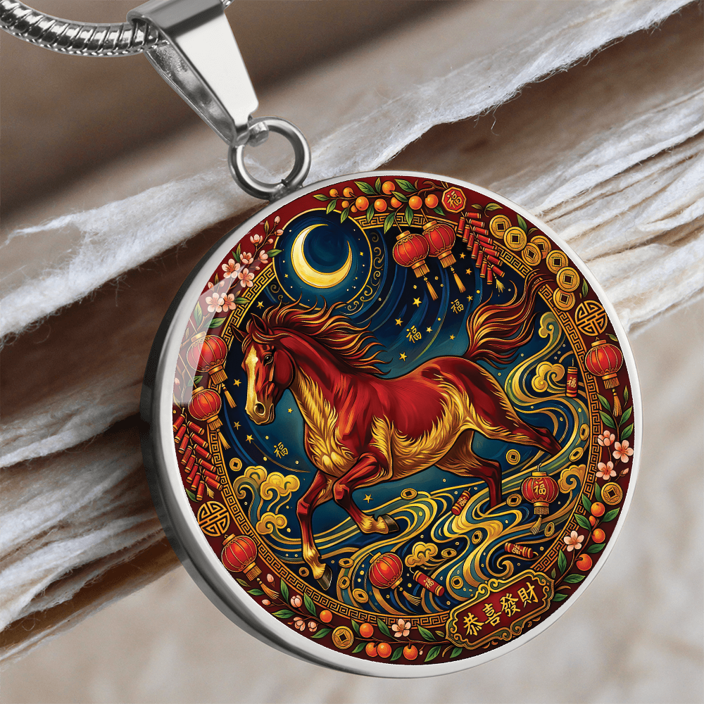 Year of The Horse Necklace - Chinese Zodiac Animal Charm Pendant Jewelry