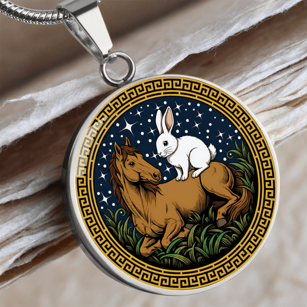 Rabbit and Horse Necklace - Couples Chinese Zodiac Animal Pendant Jewelry