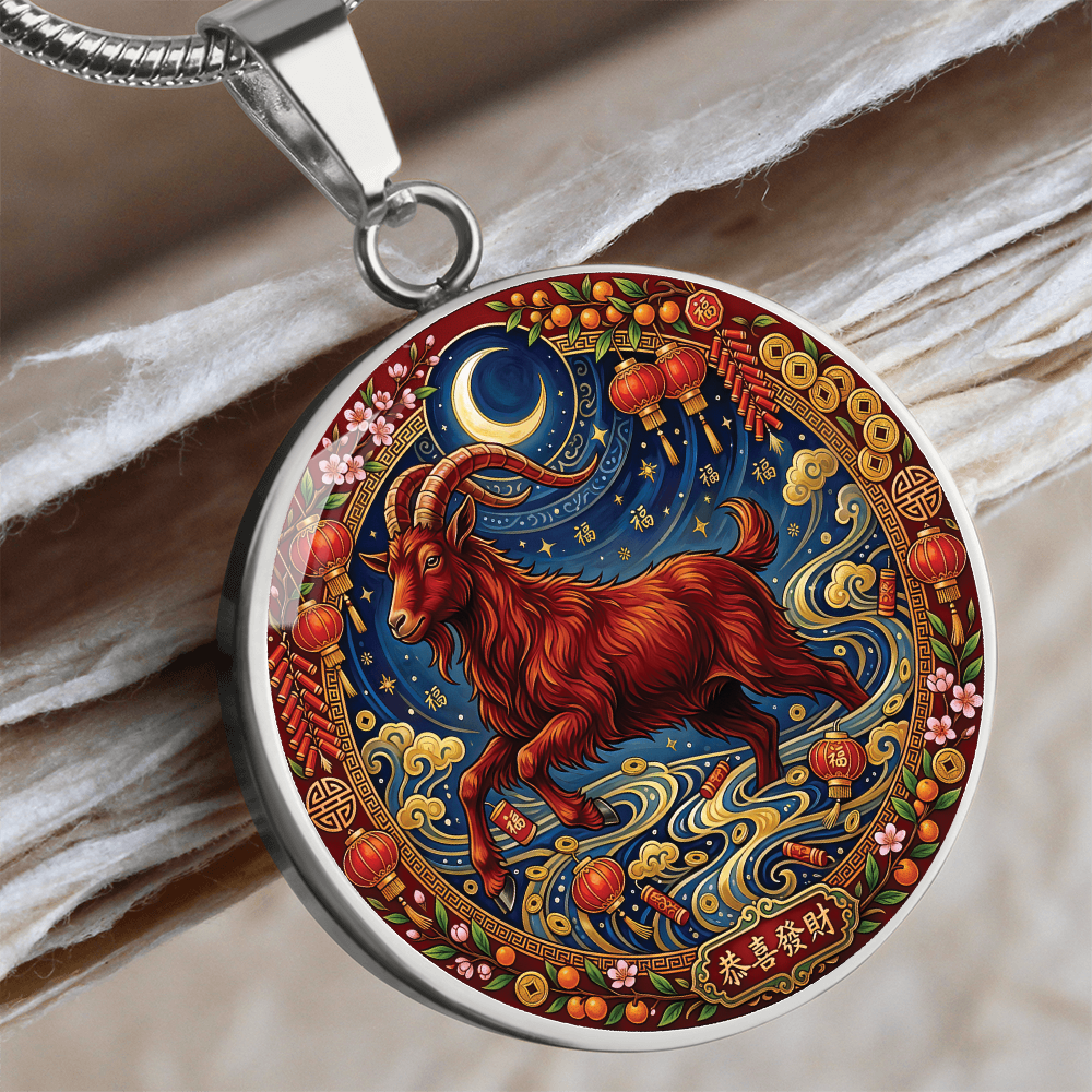 Year of The Goat Necklace - Chinese Zodiac Animal Charm Pendant Jewelry
