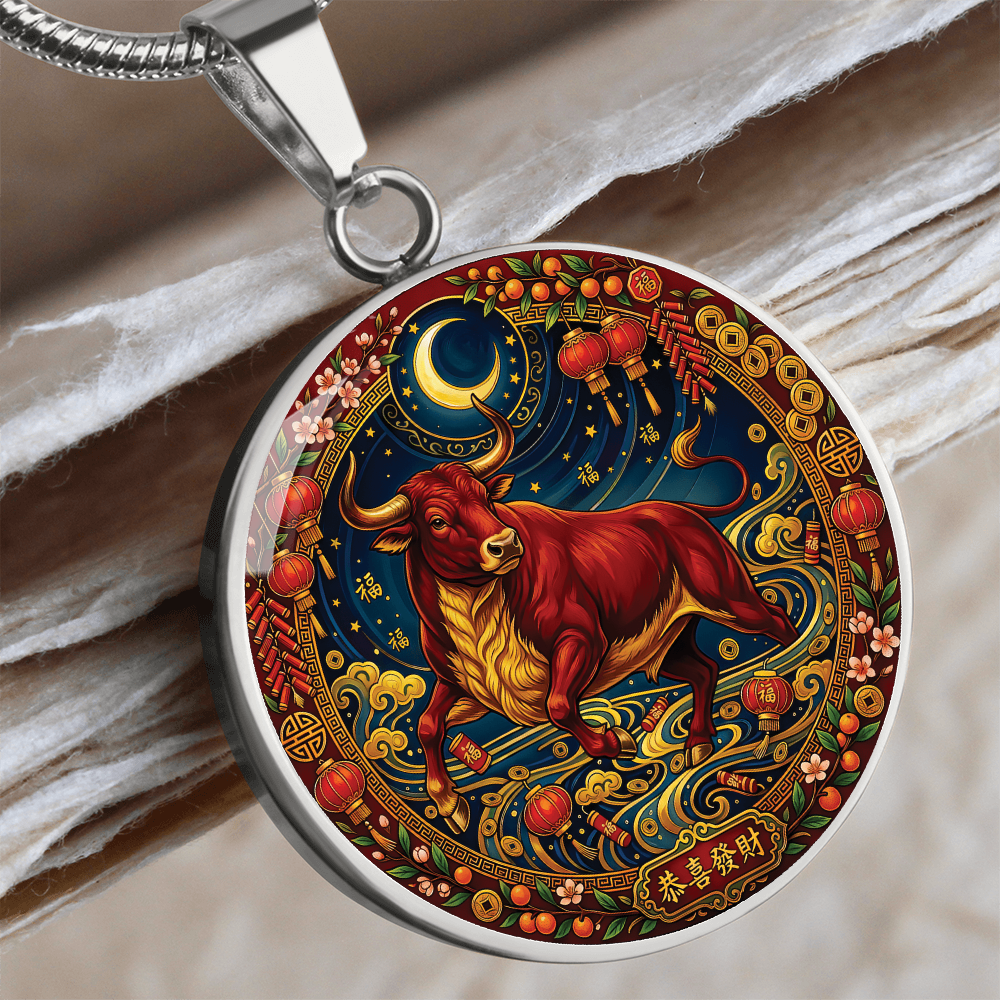 Year of The Ox Necklace - Chinese Zodiac Animal Charm Pendant Jewelry
