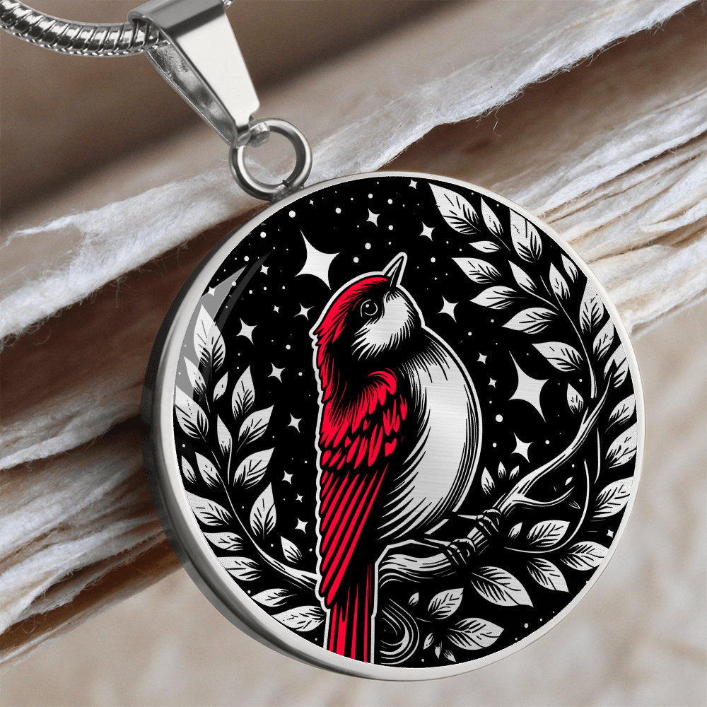 Red Bird Necklace - Wildlife Pendant Jewelry