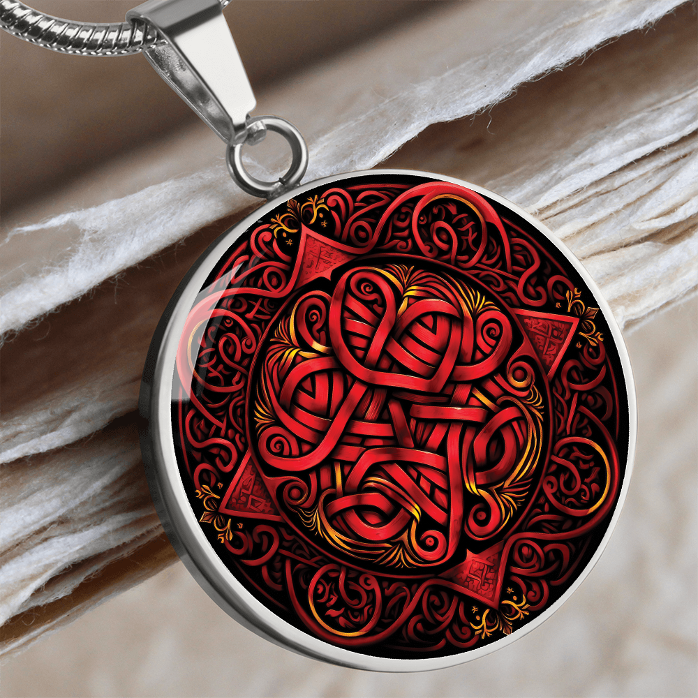 Red Celtic Knot Necklace - Romantic Pendant Jewelry