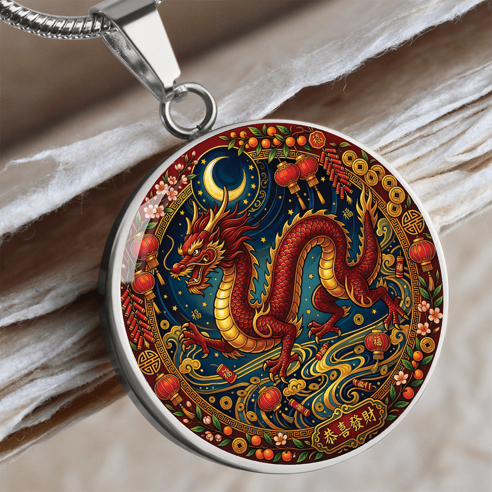 Year of The Dragon Necklace - Chinese Zodiac Animal Charm Pendant Jewelry