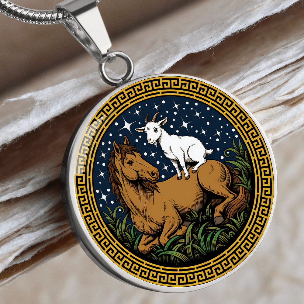 Goat and Horse Necklace - Couples Chinese Zodiac Animal Pendant Jewelry