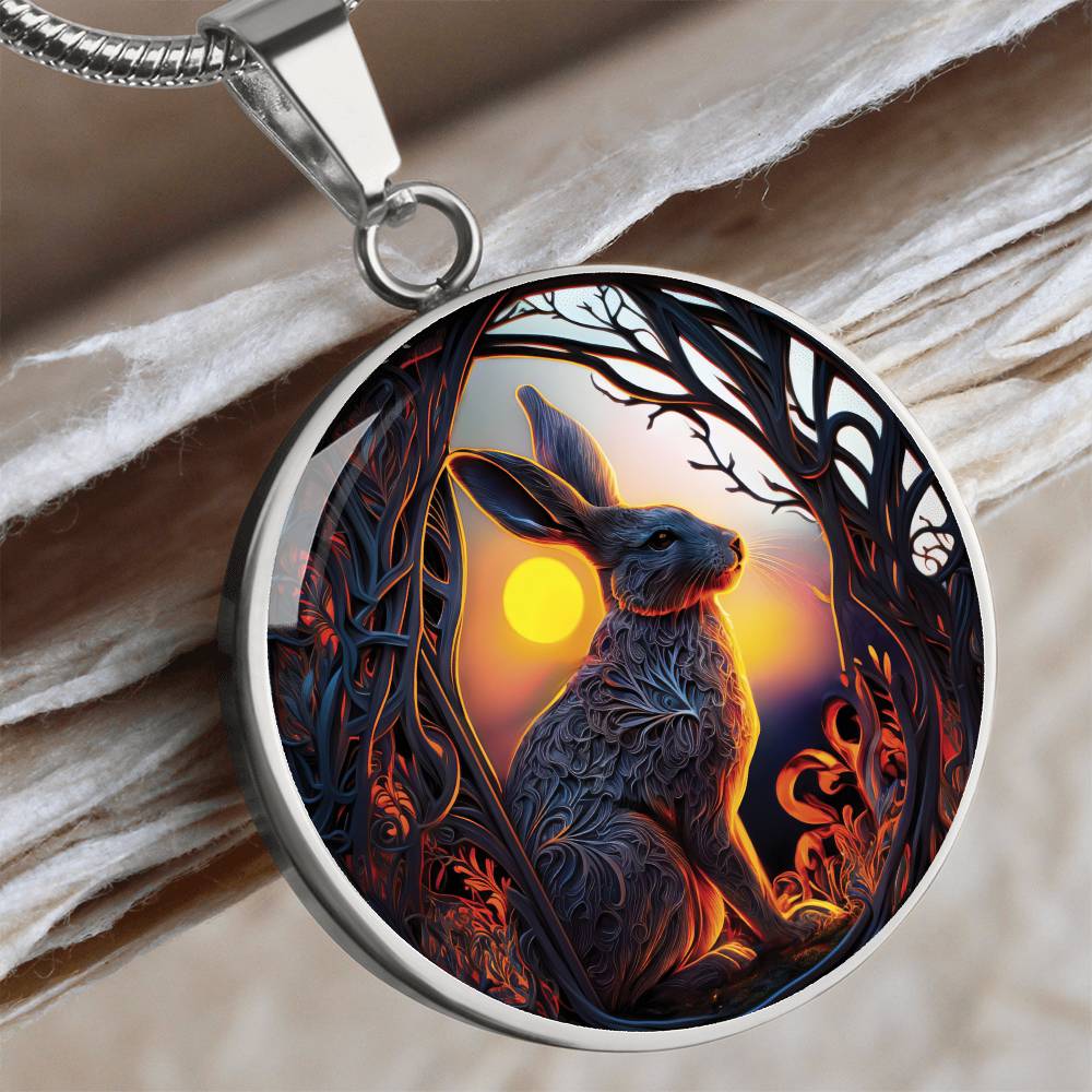 Easter Bunny Necklace, Personalized Year of the Rabbit Pendant, Chinese Zodiac Animal Jewelry, Engraved  Spirit Companion & Mothers Day Gift