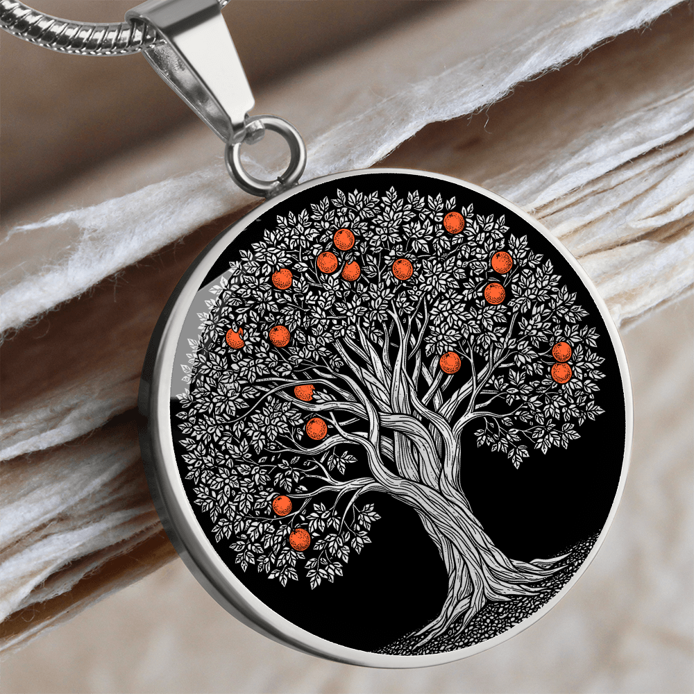 Orange Tree Necklace - Symbolic Charm Pendant Jewelry