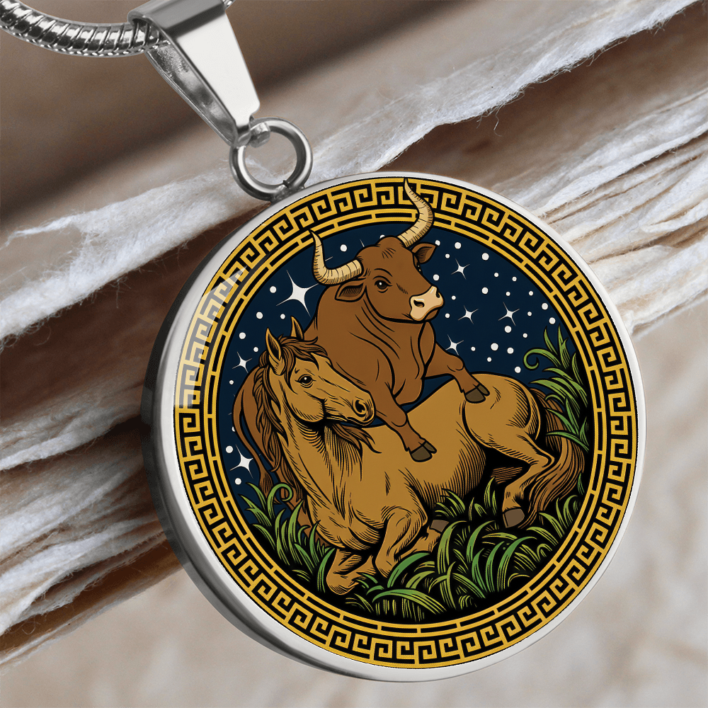 Ox and Horse Necklace - Couples Chinese Zodiac Animal Pendant Jewelry