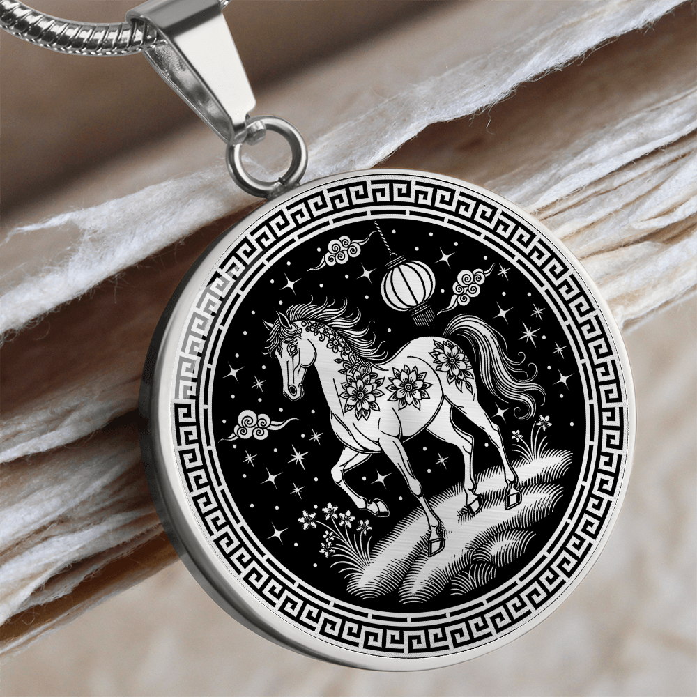 Horse Necklace Chinese Zodiac Pendant Jewelry