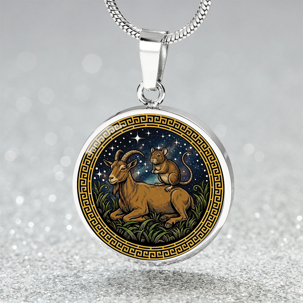 Rat & Goat Necklace - Couples Chinese Zodiac Animal Pendant Jewelry