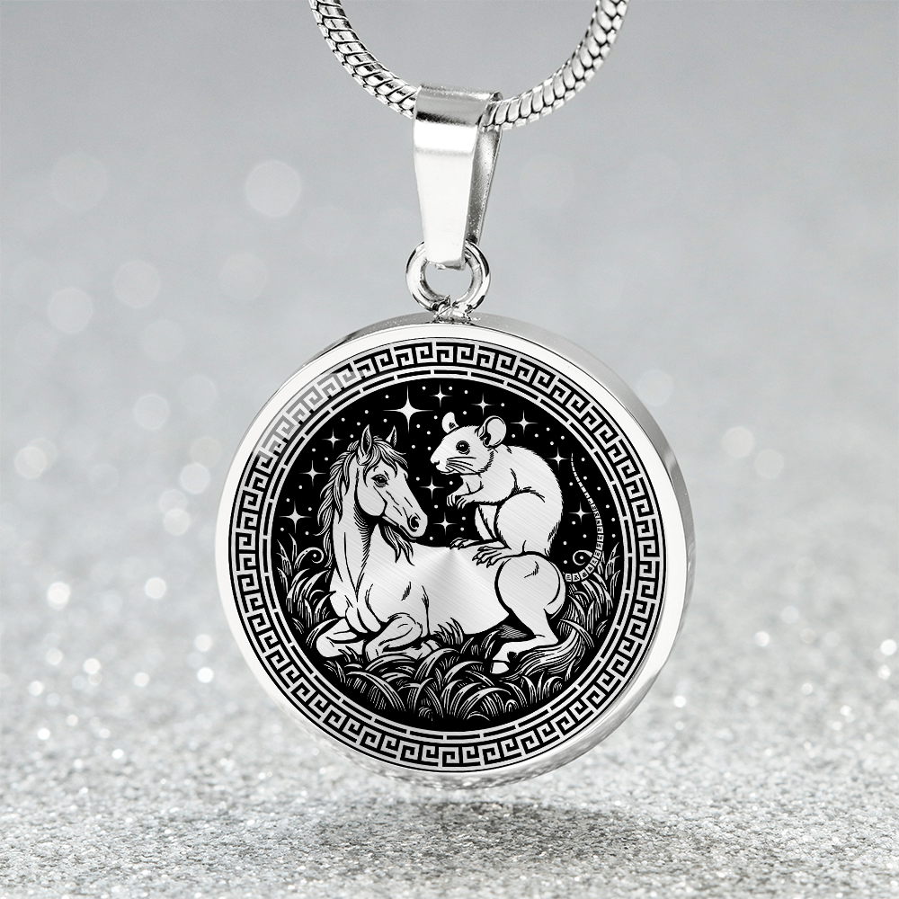Rat and Horse Necklace - Couples Chinese Zodiac Animal Pendant Jewelry