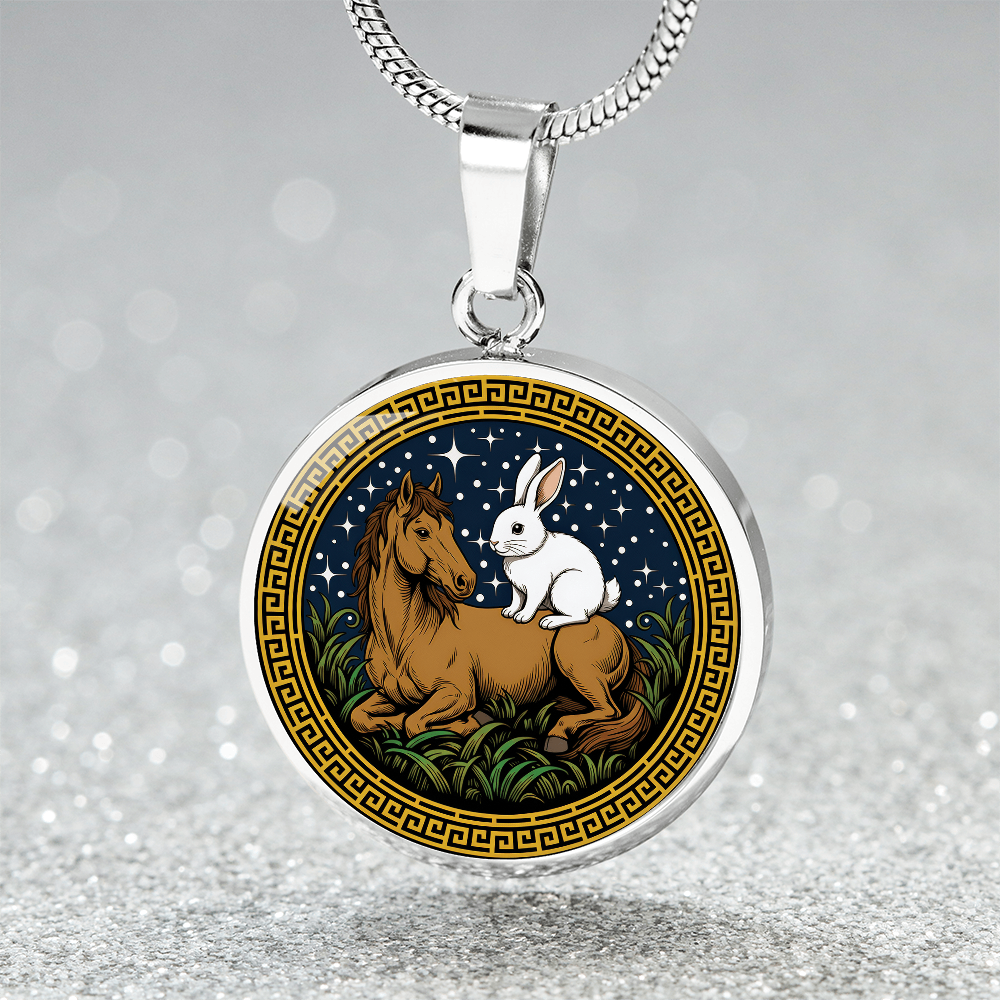 Rabbit and Horse Necklace - Couples Chinese Zodiac Animal Pendant Jewelry