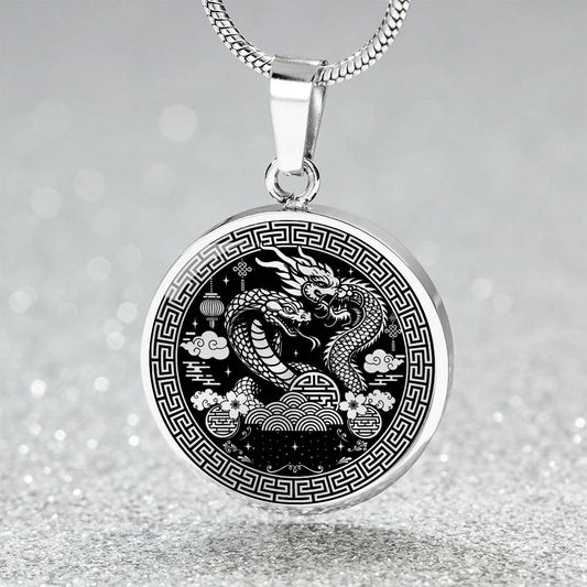 Year of The Dragon Necklace, Chinese Zodiac Animal Jewelry Gift, Lunar New Year 2024 Pendant, Engraved  Spirit Companion Snake Necklace