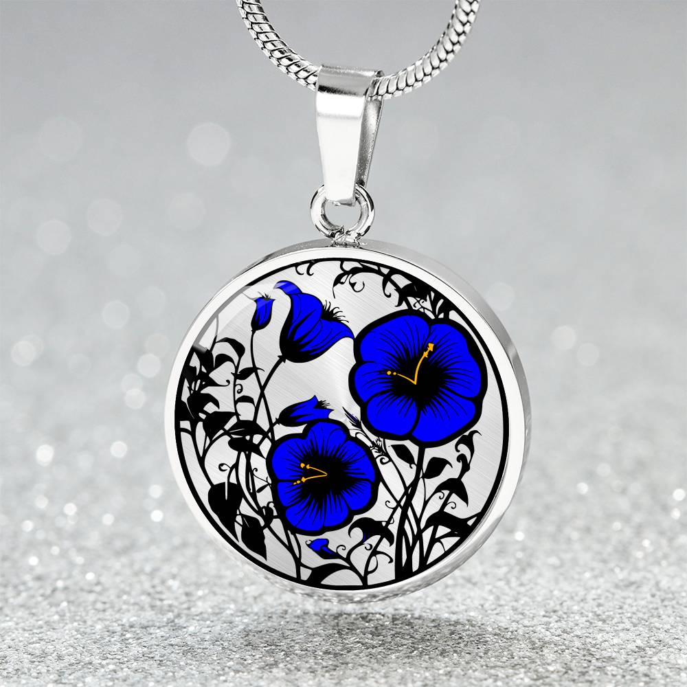 Blue Morning Glory Necklace, Personalized September Birth Month Flower Jewelry, Engraved Floral Charm Pendant Valentines & Mothers Day Gift