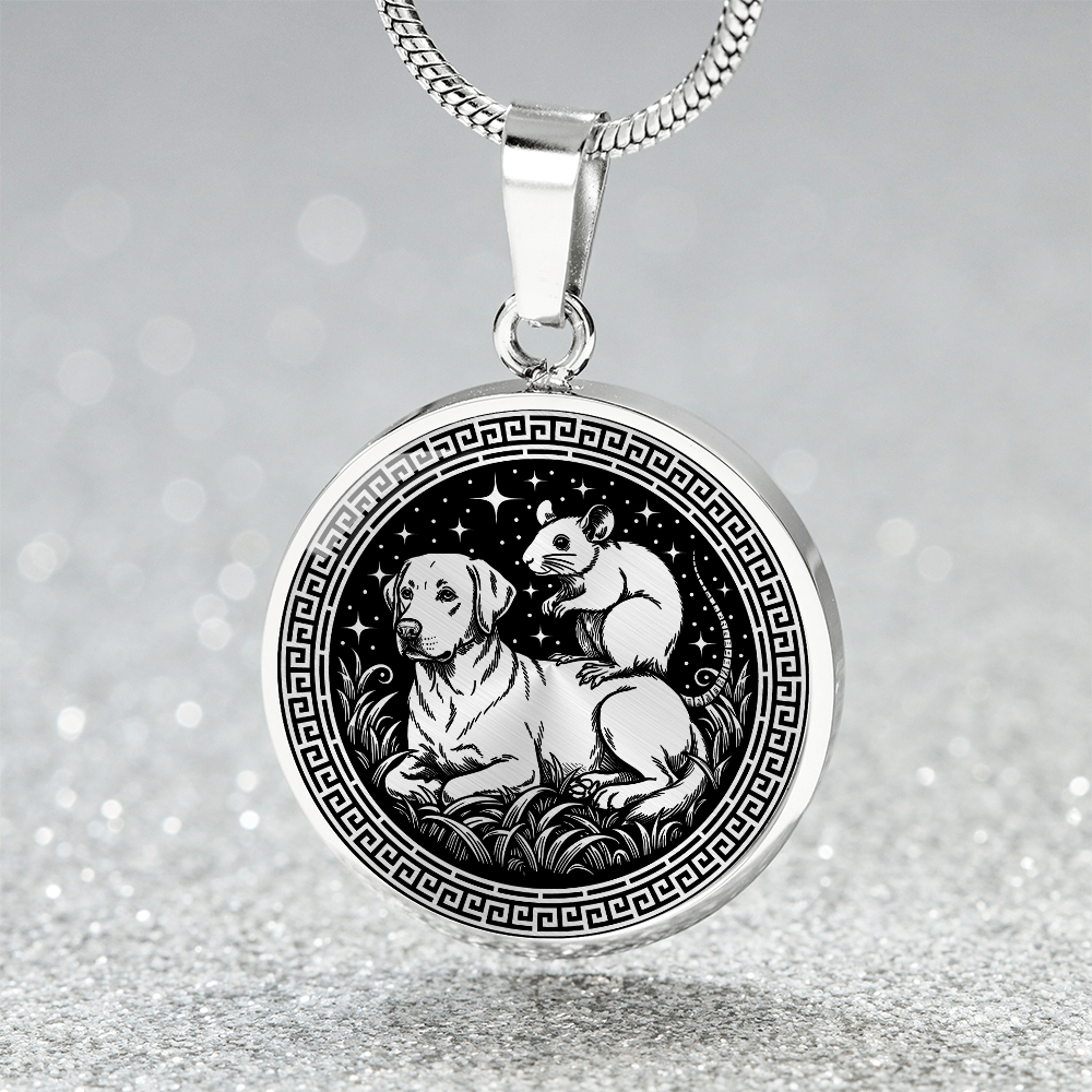 Dog and Rat Necklace - Couples Chinese Zodiac Animal Pendant Jewelry