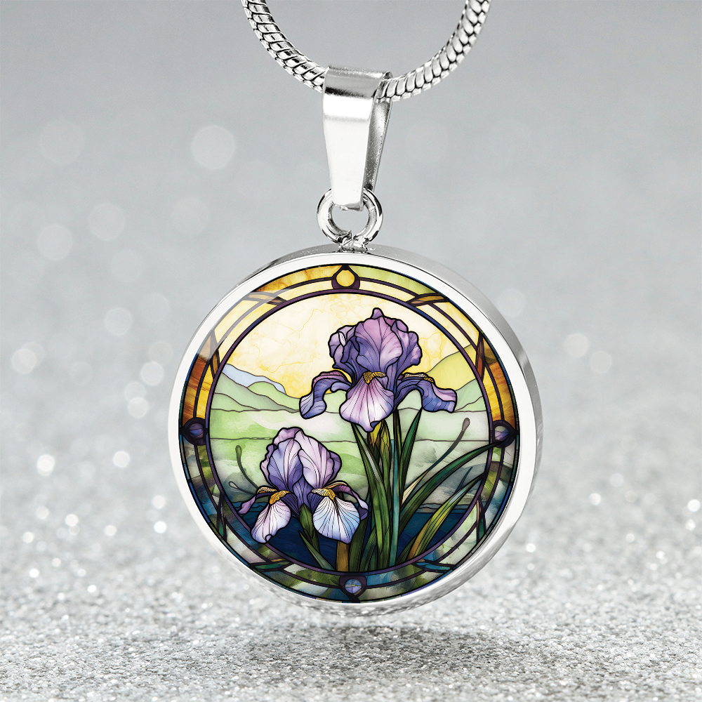 Iris Necklace - February Birth Flower Pendant Jewelry