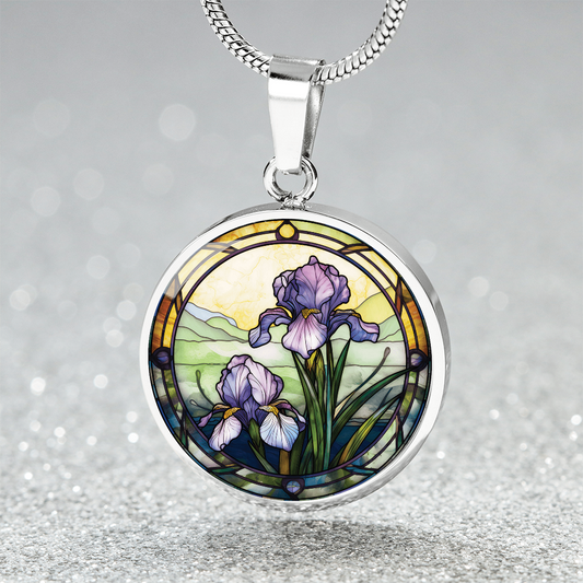 Iris Necklace - February Birth Flower Pendant Jewelry