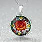 Red Rose Necklace - June Birth Flower Pendant Jewelry