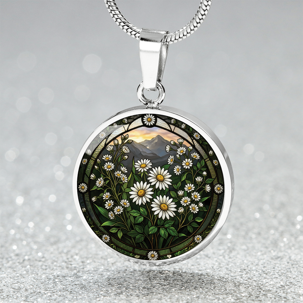 White Daisy Necklace - April Birth Flower Pendant Jewelry