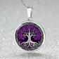 Silver Tree of Life Necklace With Purple Leaves
