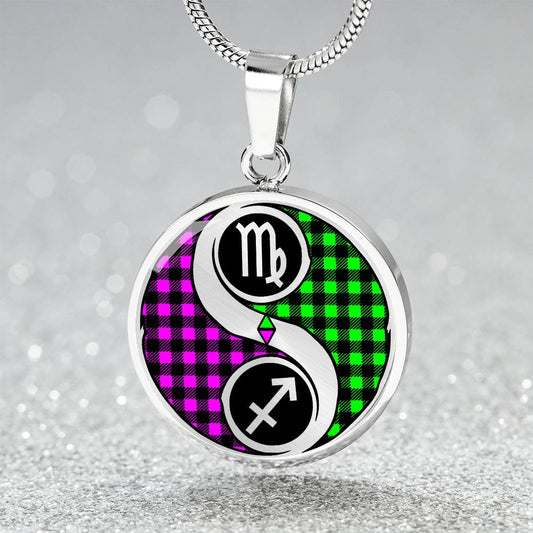 an elegant silver pendant Zodiac Necklace. This jewelry offers personalization with an engraving option for a name.