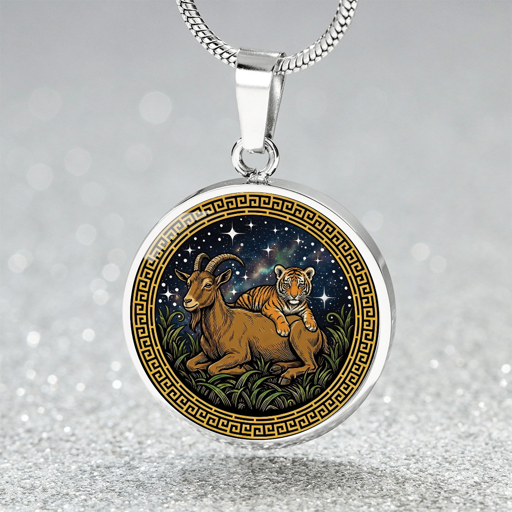 Tiger & Goat Necklace - Couples Chinese Zodiac Animal Pendant Jewelry
