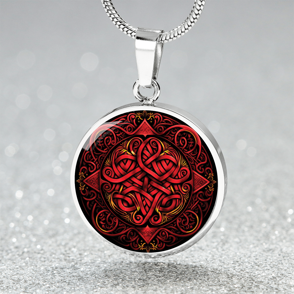 Red Celtic Knot Necklace - Romantic Pendant Jewelry