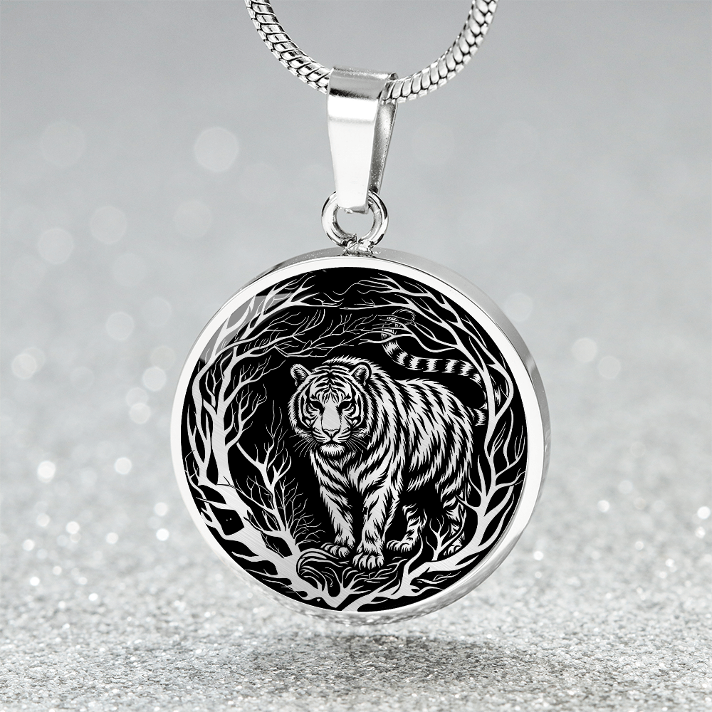 Silver Tiger Necklace - Forest Charm Pendant Jewelry