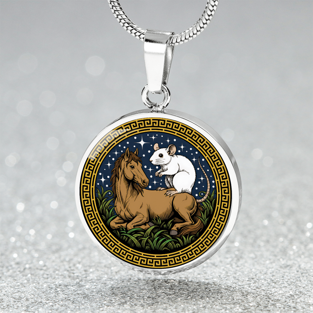 Rat and Horse Necklace - Couples Chinese Zodiac Animal Pendant Jewelry
