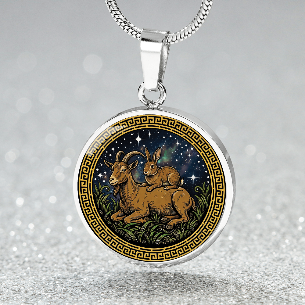 Rabbit & Goat Necklace - Couples Chinese Zodiac Animal Pendant Jewelry