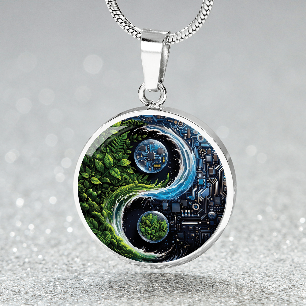 Nature & Circuit Yin Yang Pendant Necklace