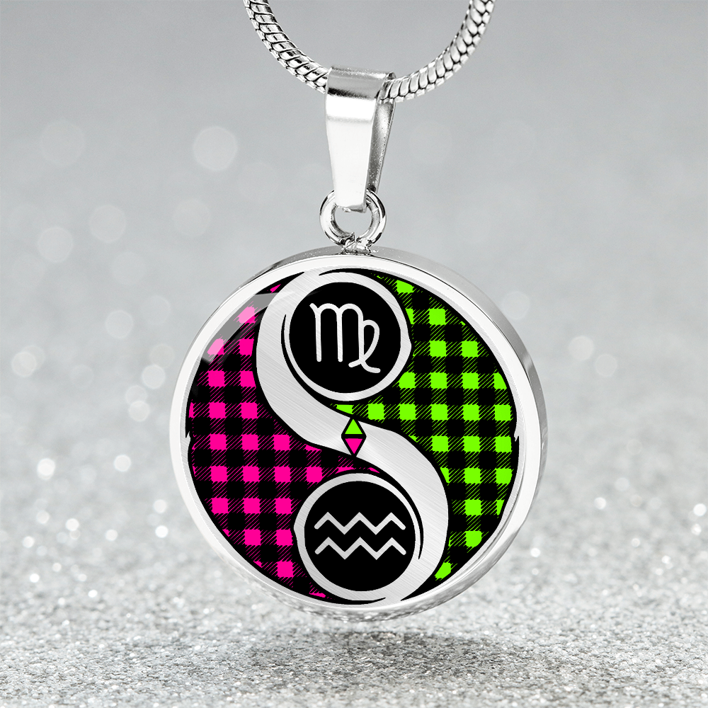 Virgo & Aquarius Necklace - Couples Zodiac Yin Yang Pendant Jewelry