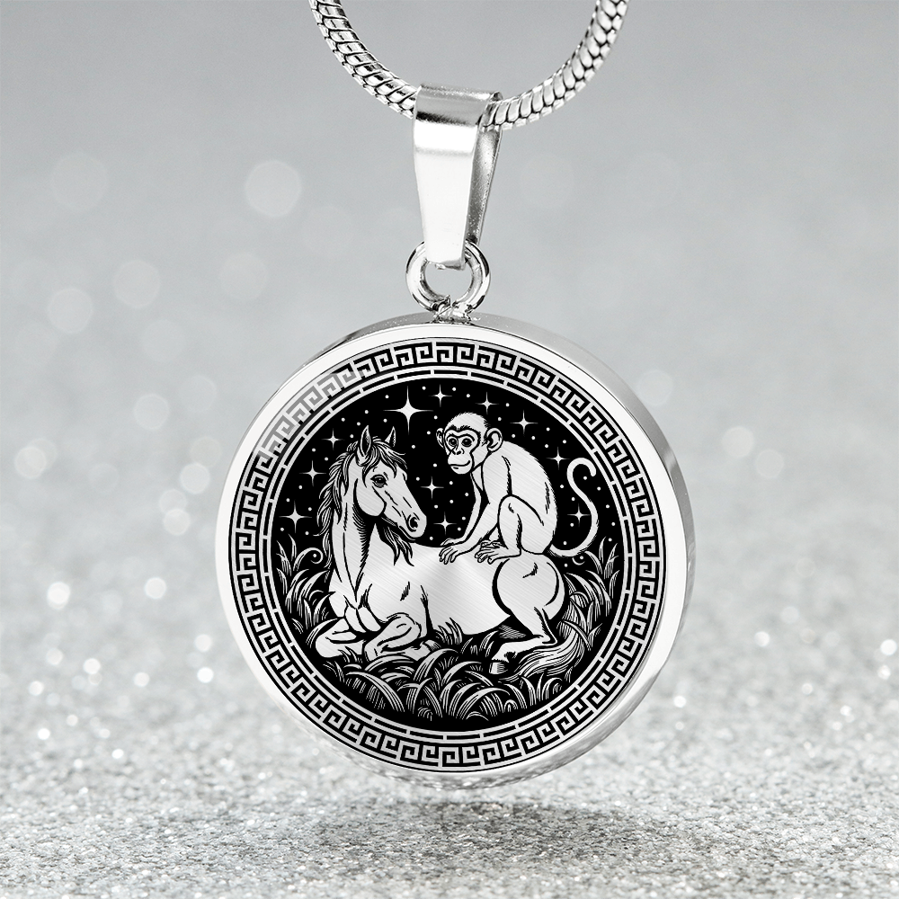 Monkey and Horse Necklace - Couples Chinese Zodiac Animal Pendant Jewelry