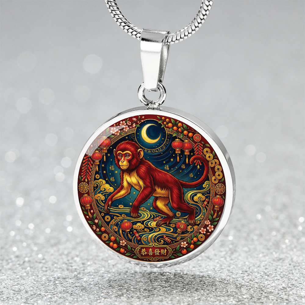 Year of The Monkey Necklace - Chinese Zodiac Animal Charm Pendant Jewelry