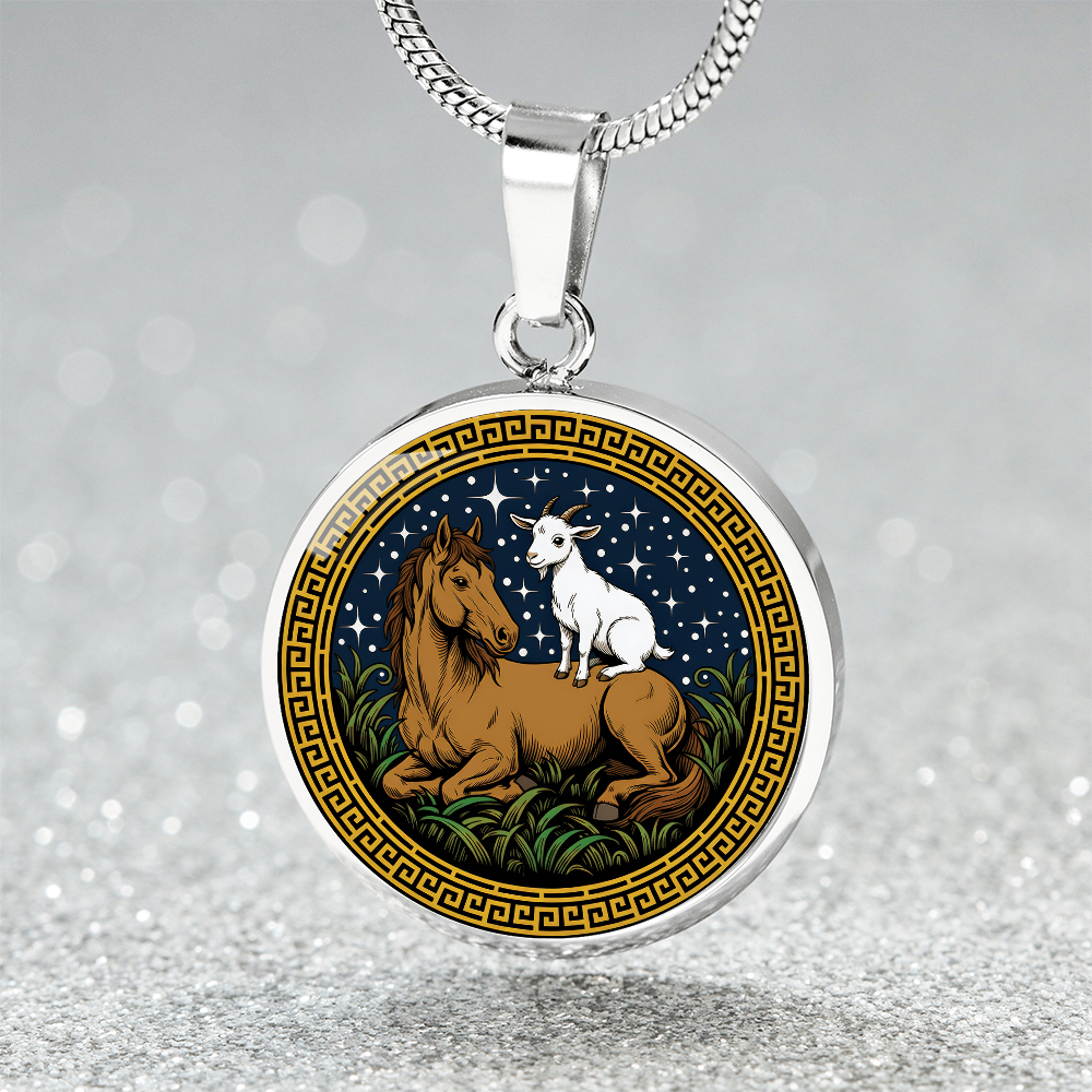 Goat and Horse Necklace - Couples Chinese Zodiac Animal Pendant Jewelry