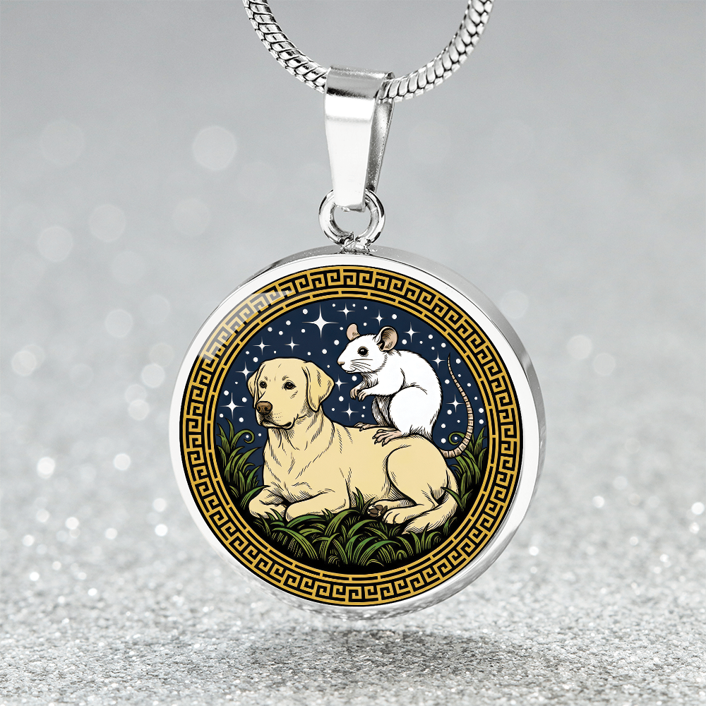 Dog and Rat Necklace - Couples Chinese Zodiac Animal Pendant Jewelry